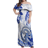 Polynesia Paisley Off Shoulder Maxi Dress Mix Navy Polynesian Pattern LT05 Women Navy - Polynesian Pride