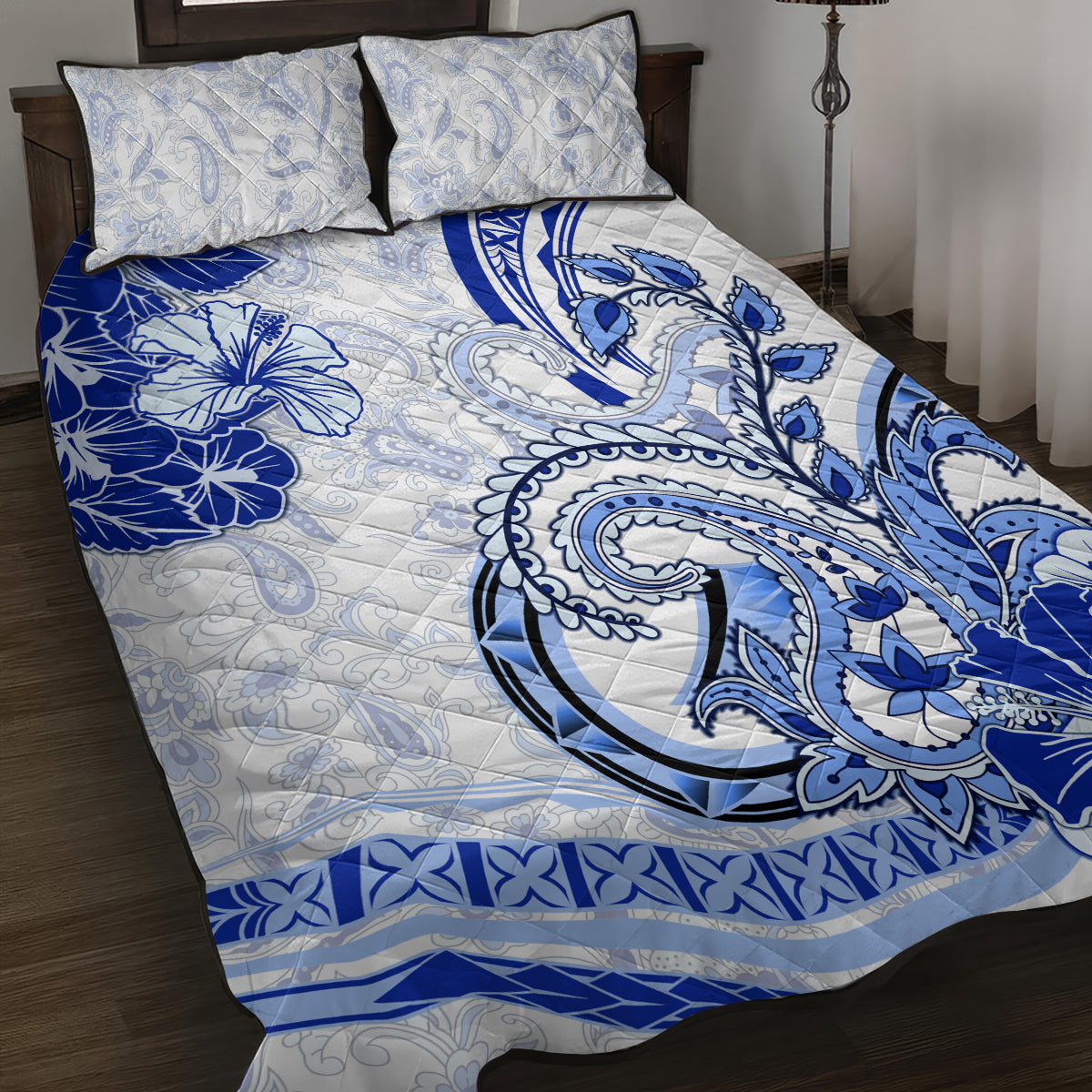 Polynesia Paisley Quilt Bed Set Mix Navy Polynesian Pattern