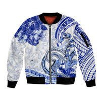 Polynesia Paisley Sleeve Zip Bomber Jacket Mix Navy Polynesian Pattern LT05 Unisex Navy - Polynesian Pride