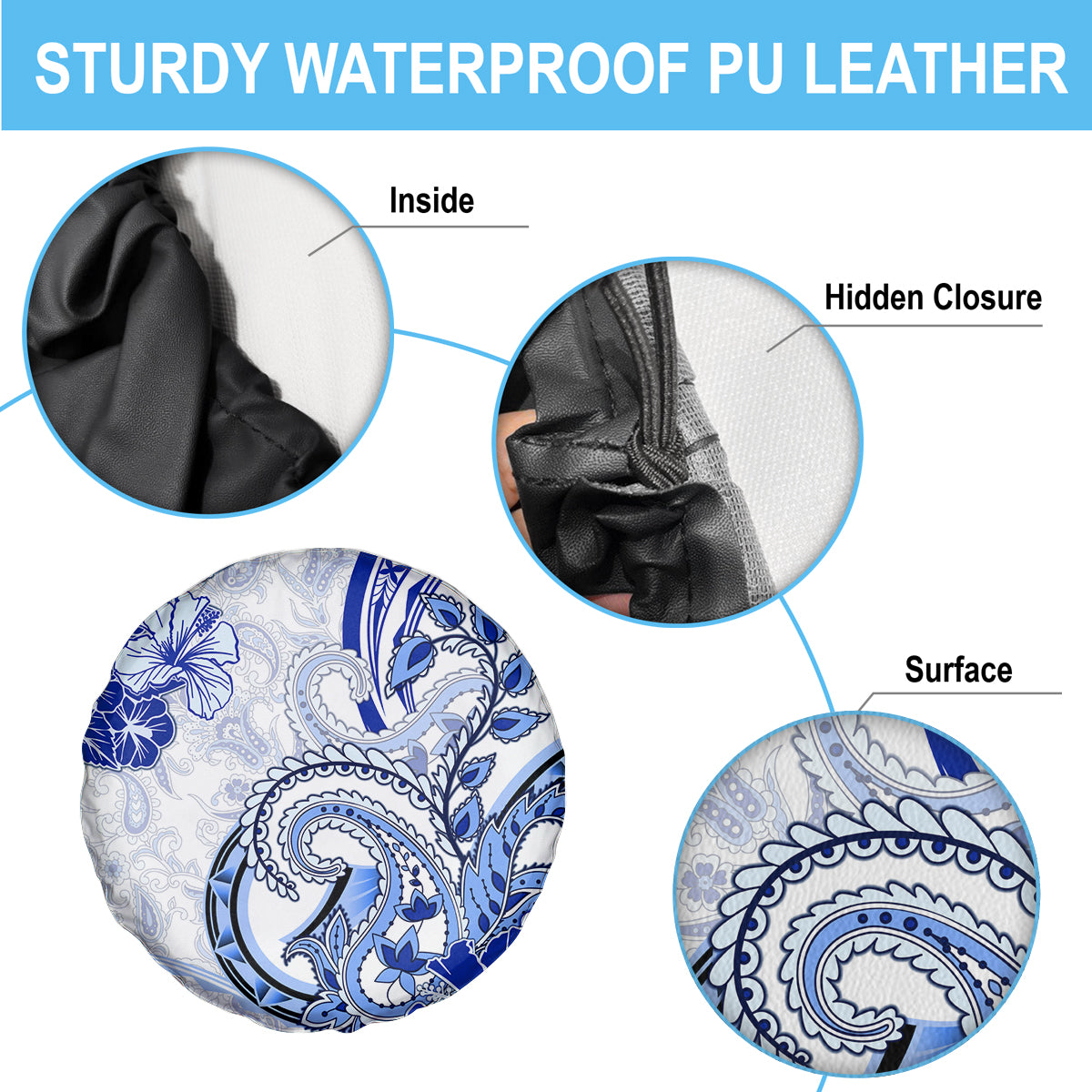 Polynesia Paisley Spare Tire Cover Mix Navy Polynesian Pattern