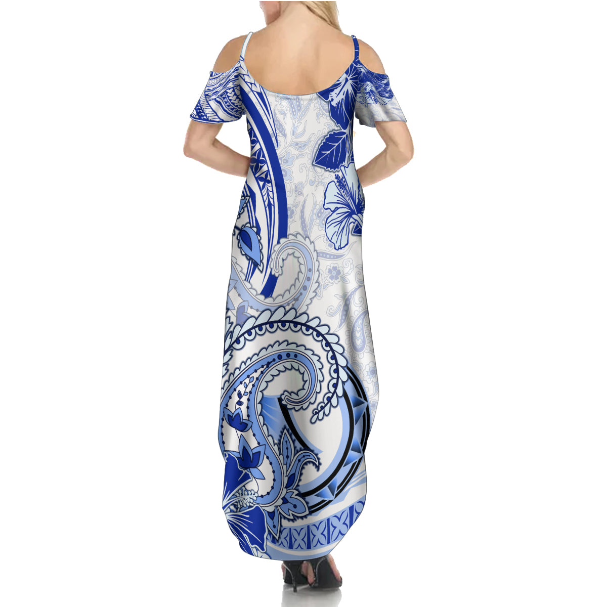 Polynesia Paisley Summer Maxi Dress Mix Navy Polynesian Pattern LT05 - Polynesian Pride
