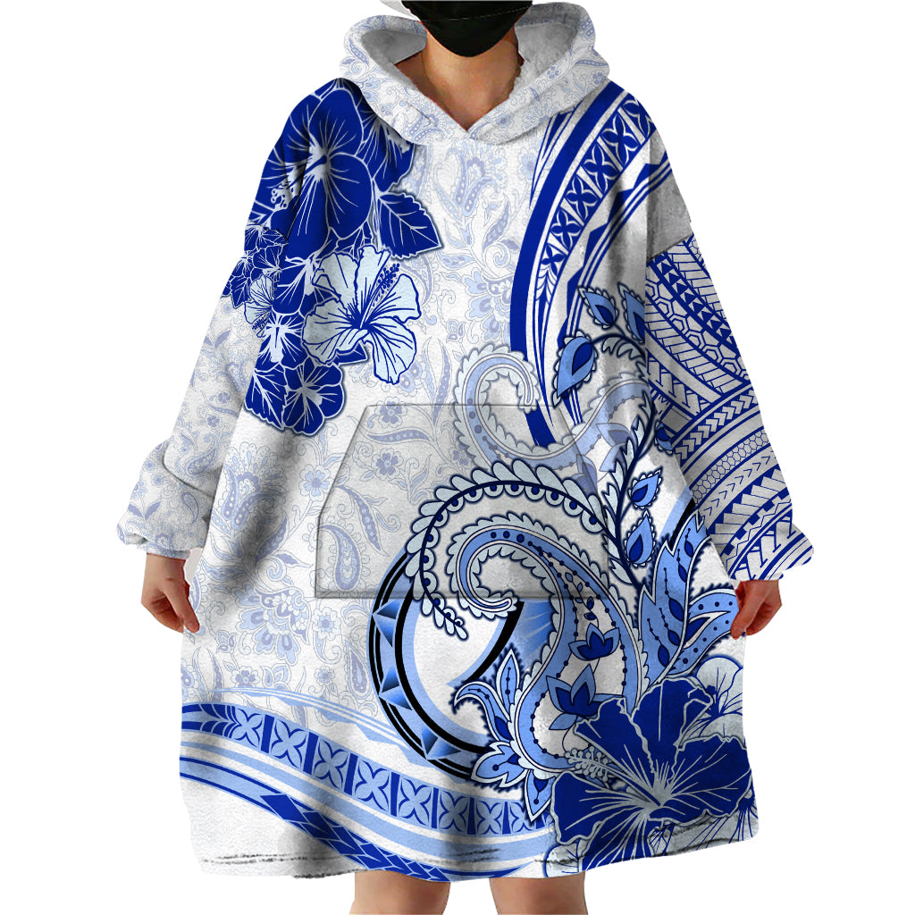 Polynesia Paisley Wearable Blanket Hoodie Mix Navy Polynesian Pattern LT05 - Polynesian Pride