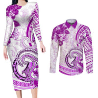 Polynesia Paisley Couples Matching Long Sleeve Bodycon Dress and Long Sleeve Button Shirt Mix Pink Polynesian Pattern LT05 Pink - Polynesian Pride