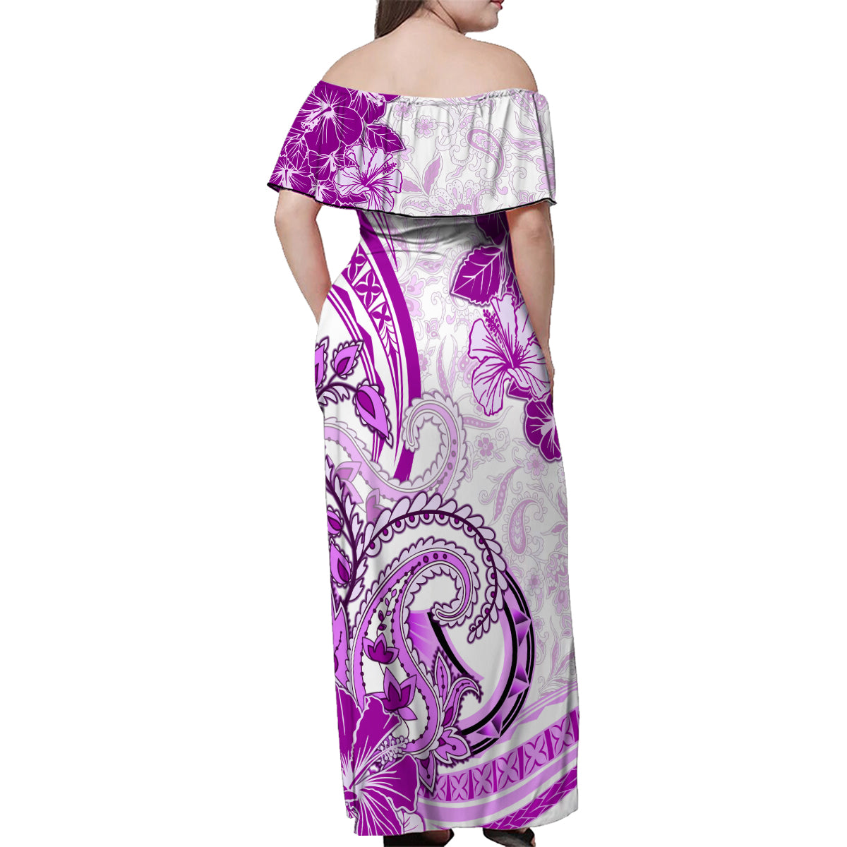 Polynesia Paisley Family Matching Off Shoulder Maxi Dress and Hawaiian Shirt Mix Pink Polynesian Pattern LT05 - Polynesian Pride