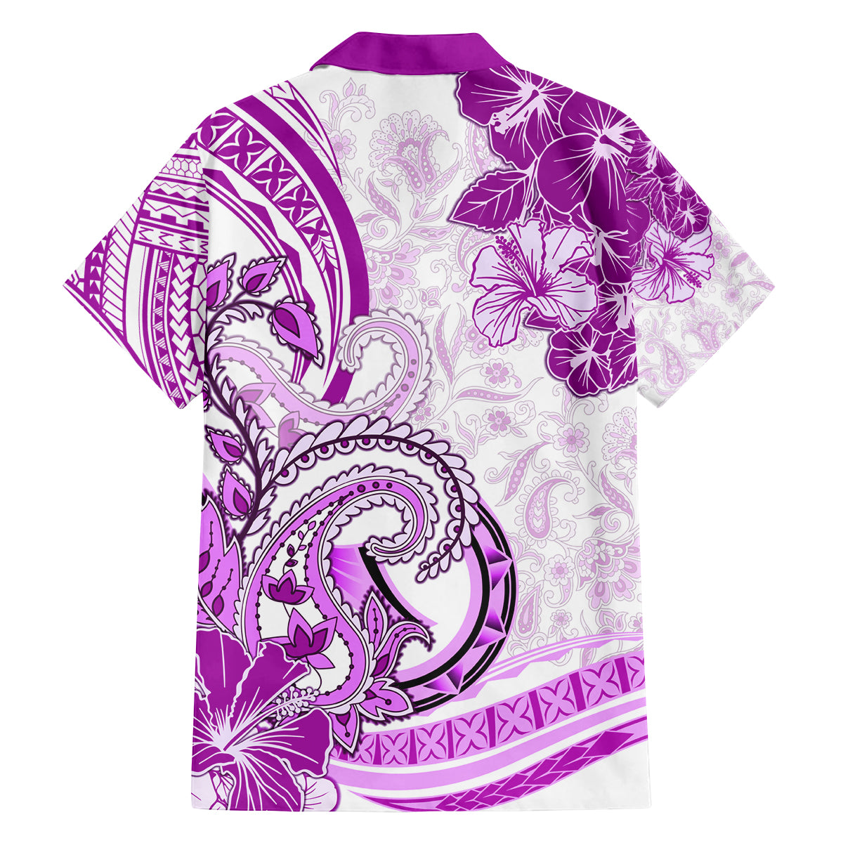 Polynesia Paisley Family Matching Off Shoulder Short Dress and Hawaiian Shirt Mix Pink Polynesian Pattern LT05 - Polynesian Pride