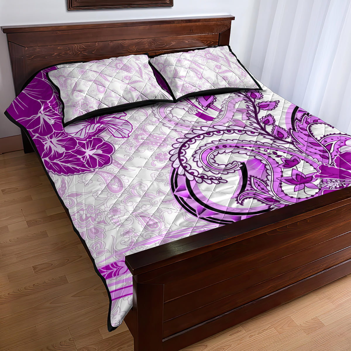 Polynesia Paisley Quilt Bed Set Mix Pink Polynesian Pattern