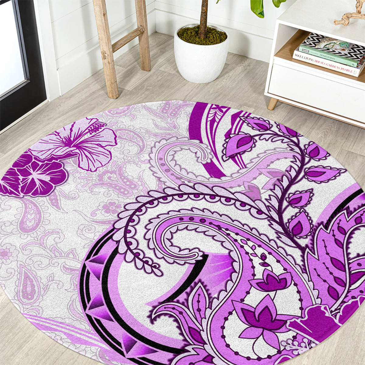 Polynesia Paisley Round Carpet Mix Pink Polynesian Pattern LT05 Pink - Polynesian Pride