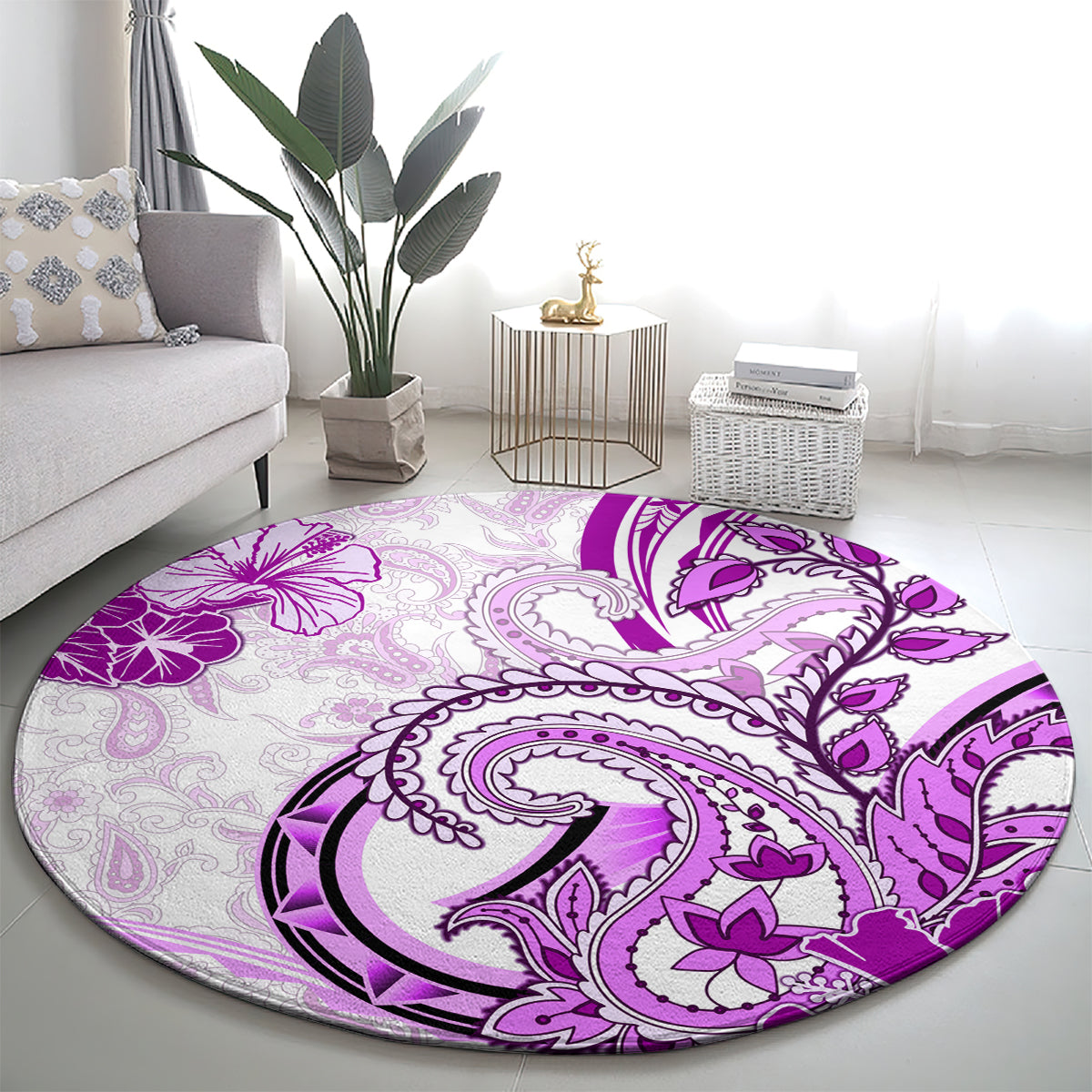 Polynesia Paisley Round Carpet Mix Pink Polynesian Pattern LT05 - Polynesian Pride