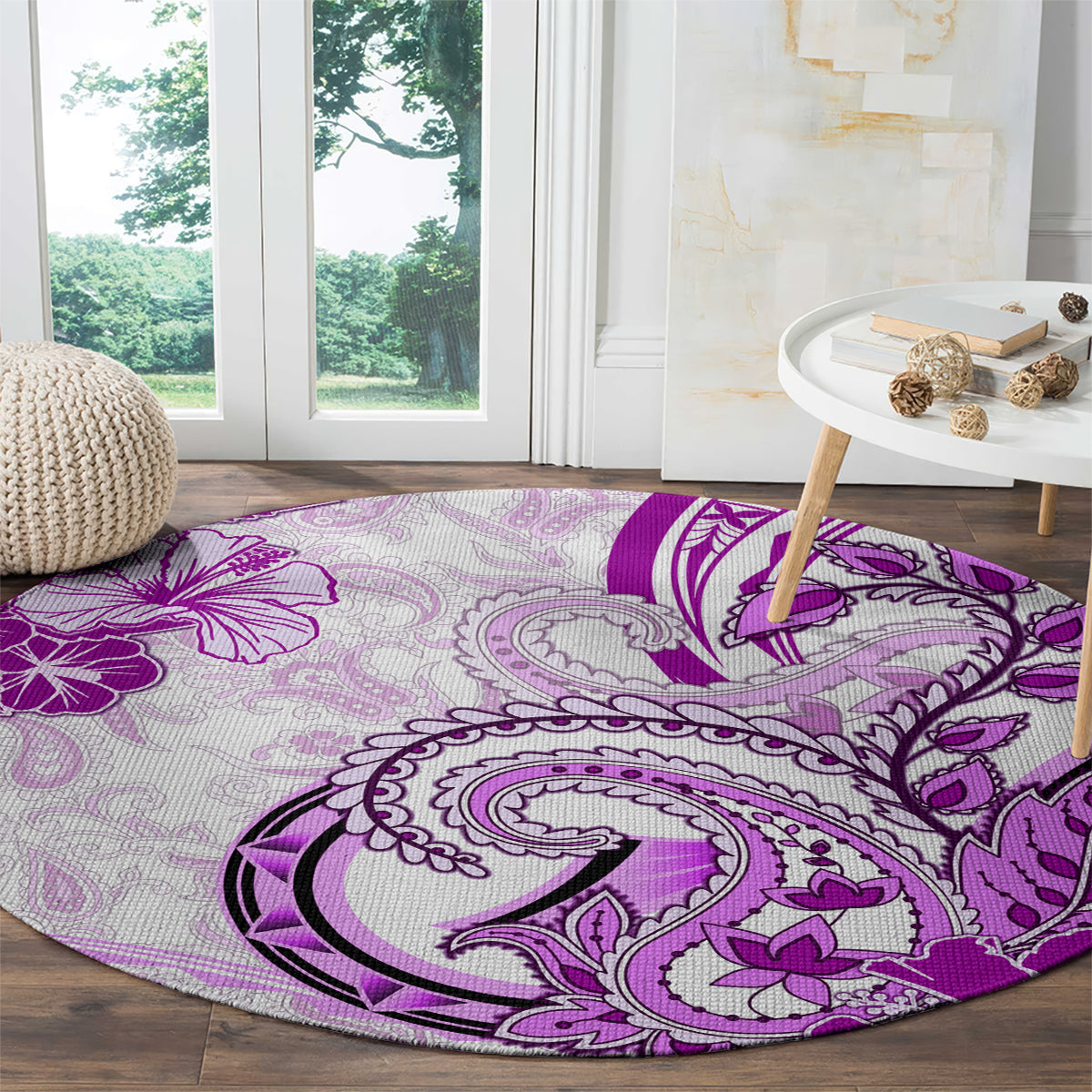 Polynesia Paisley Round Carpet Mix Pink Polynesian Pattern LT05 - Polynesian Pride