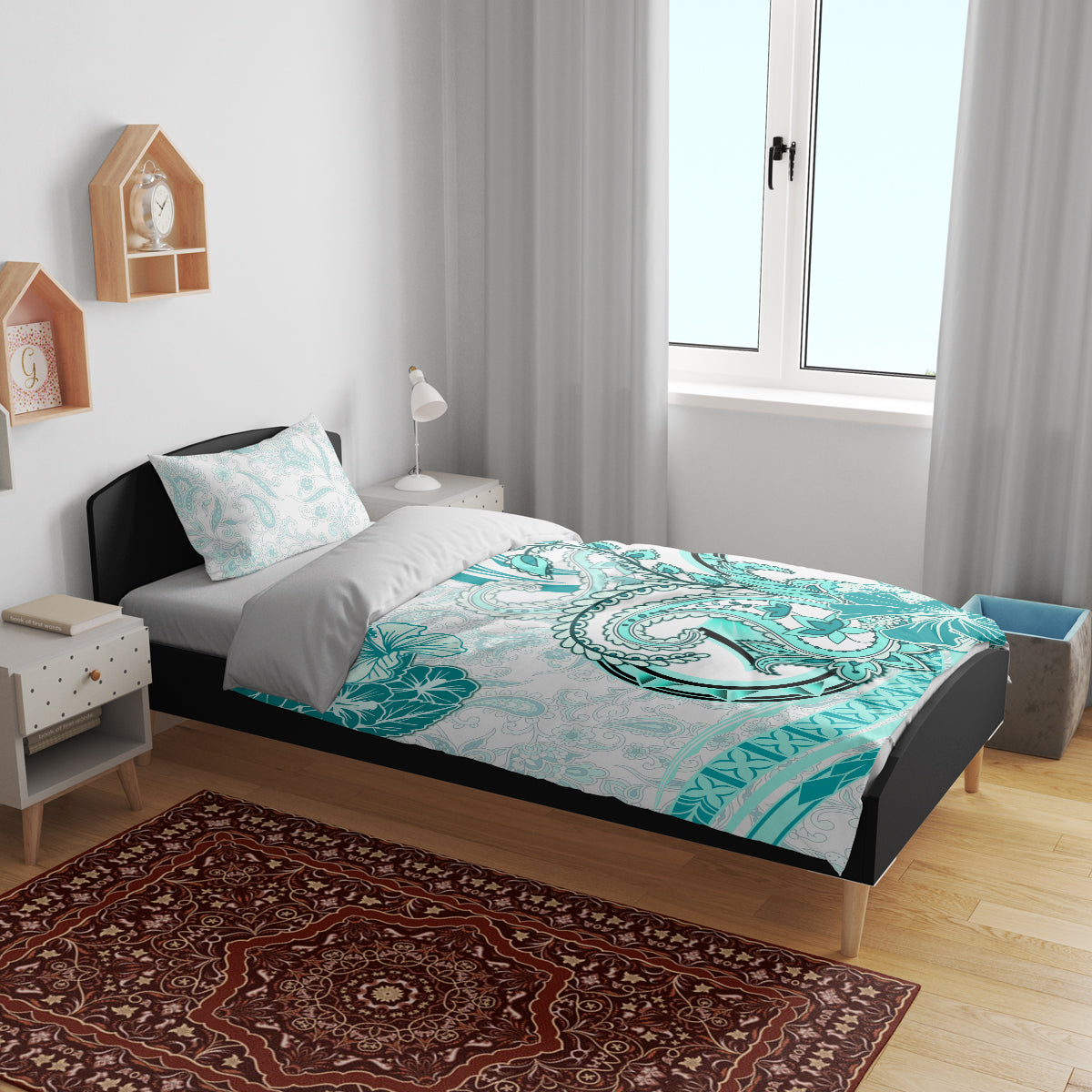 Polynesia Paisley Bedding Set Mix Teal Polynesian Pattern