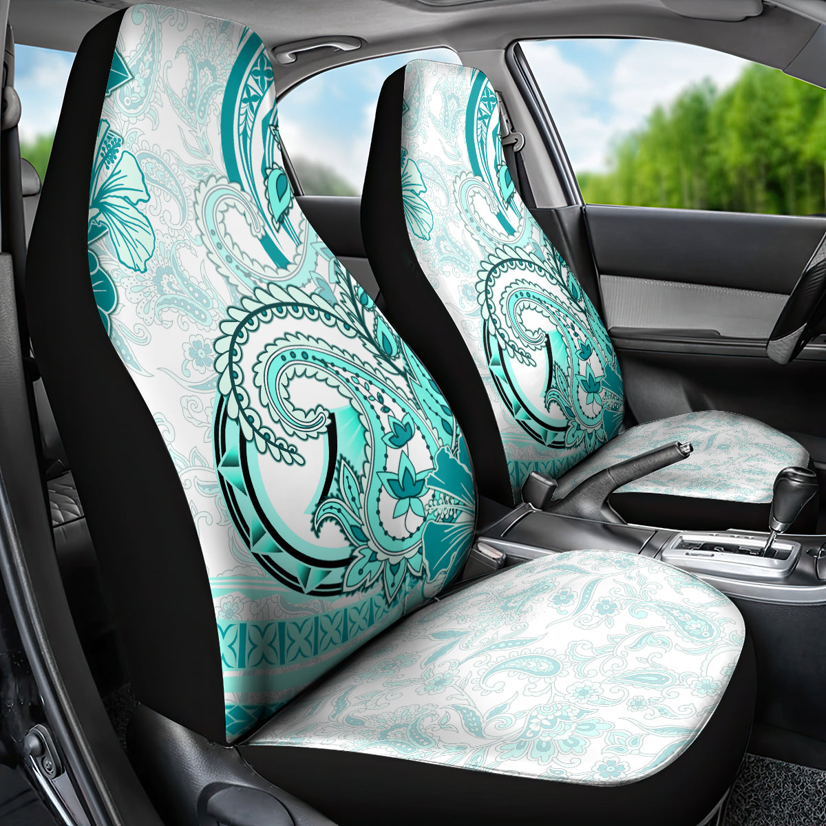 Polynesia Paisley Car Seat Cover Mix Teal Polynesian Pattern
