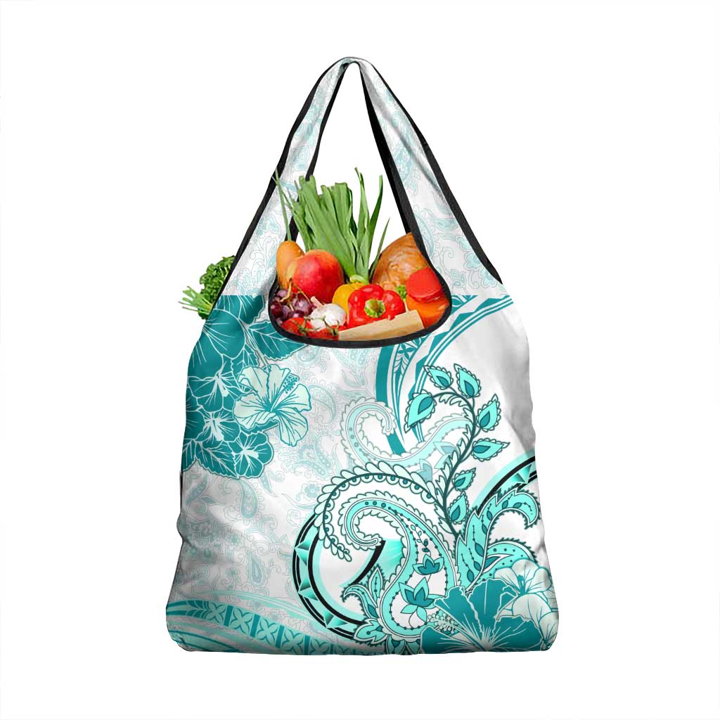 Polynesia Paisley Grocery Bag Mix Teal Polynesian Pattern