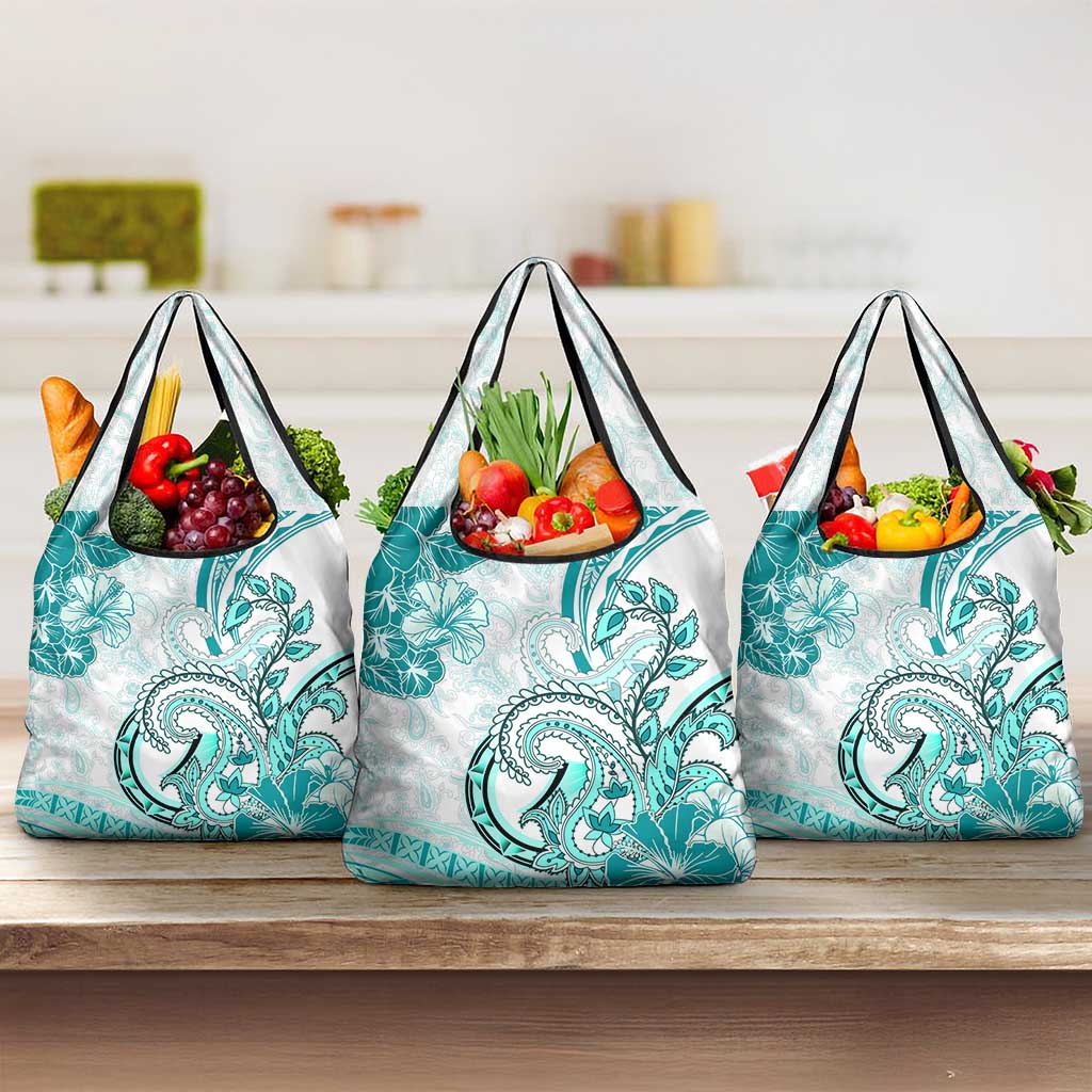 Polynesia Paisley Grocery Bag Mix Teal Polynesian Pattern