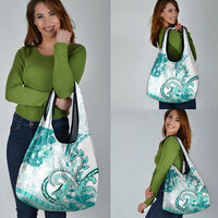 Polynesia Paisley Grocery Bag Mix Teal Polynesian Pattern