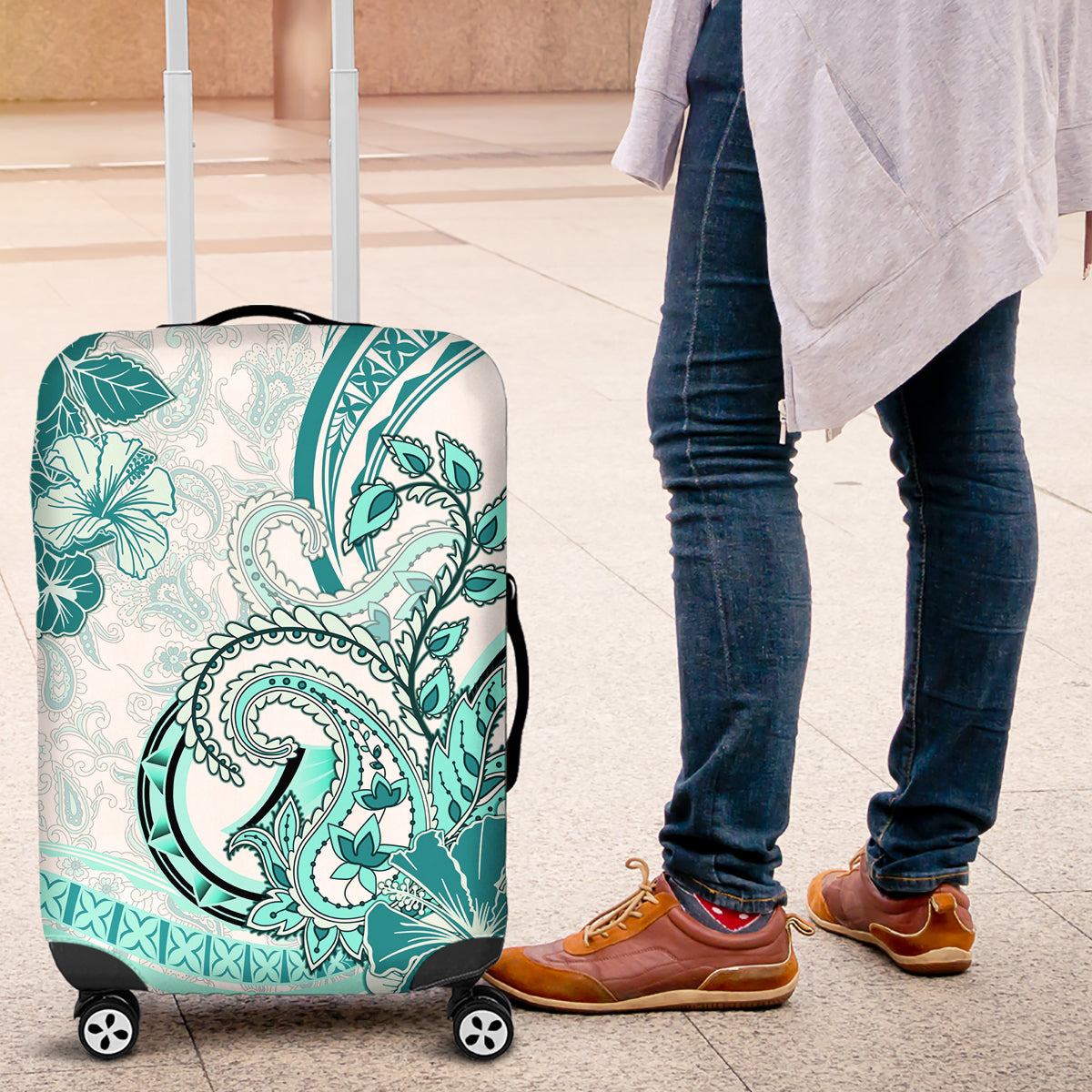 Polynesia Paisley Luggage Cover Mix Teal Polynesian Pattern LT05 Teal - Polynesian Pride