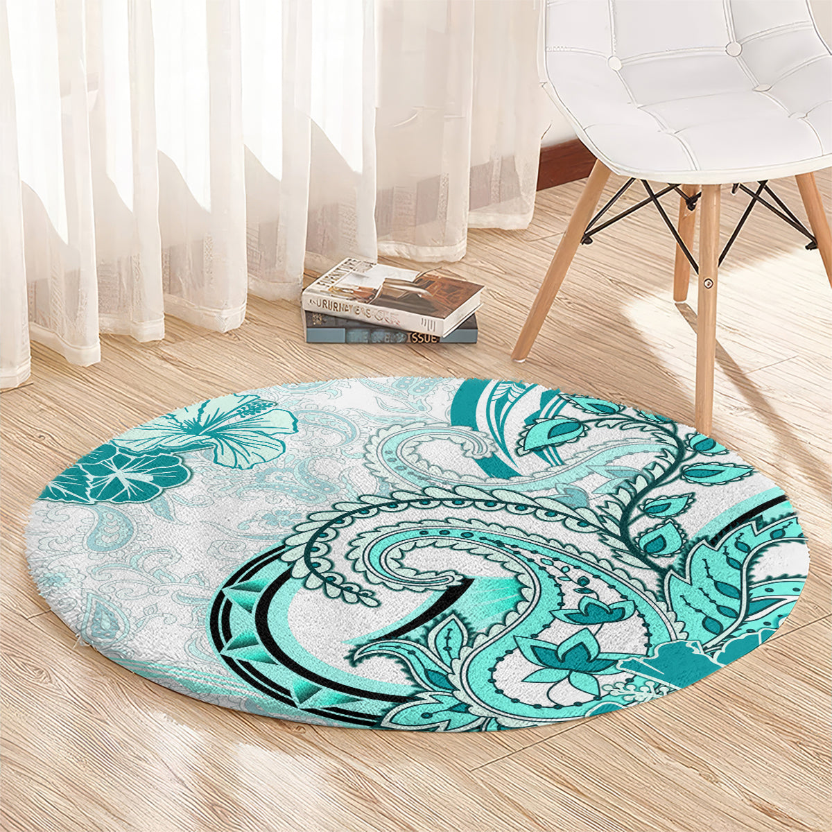 Polynesia Paisley Round Carpet Mix Teal Polynesian Pattern LT05 - Polynesian Pride