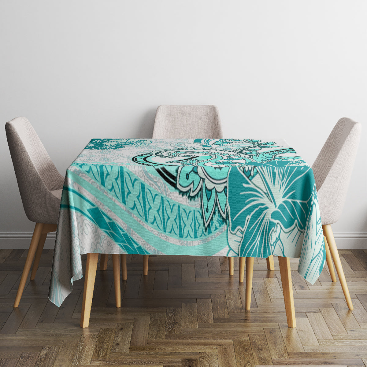Polynesia Paisley Tablecloth Mix Teal Polynesian Pattern LT05 - Polynesian Pride