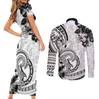 Polynesia Paisley Couples Matching Short Sleeve Bodycon Dress and Long Sleeve Button Shirt Mix White Polynesian Pattern LT05 - Polynesian Pride