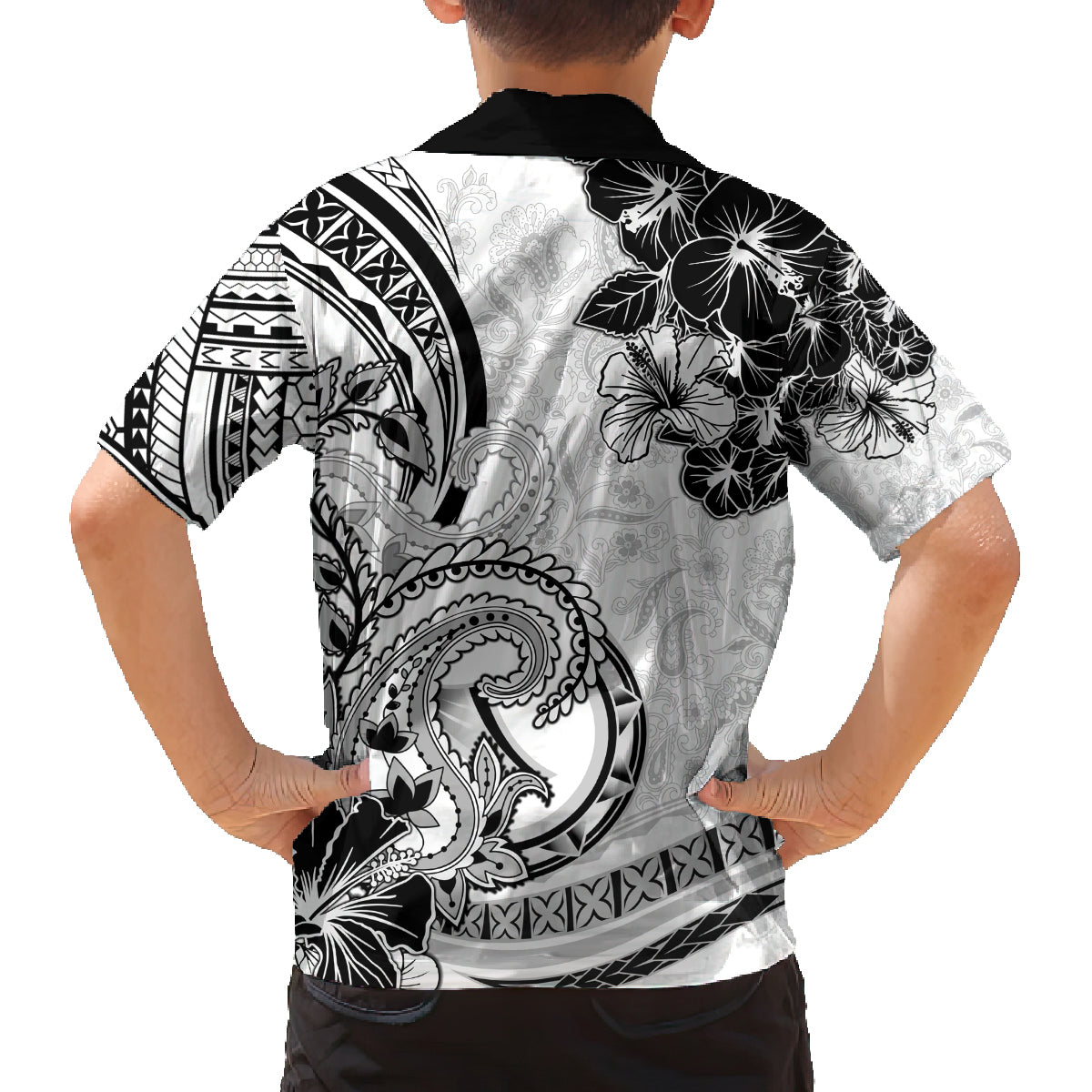 Polynesia Paisley Family Matching Long Sleeve Bodycon Dress and Hawaiian Shirt Mix White Polynesian Pattern LT05 - Polynesian Pride
