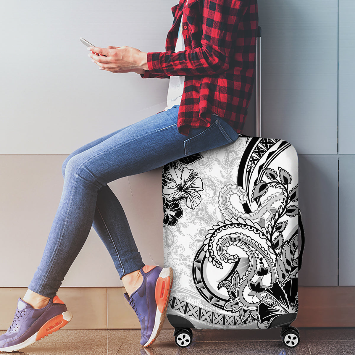 Polynesia Paisley Luggage Cover Mix White Polynesian Pattern LT05 - Polynesian Pride