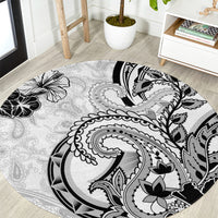 Polynesia Paisley Round Carpet Mix White Polynesian Pattern LT05 White - Polynesian Pride