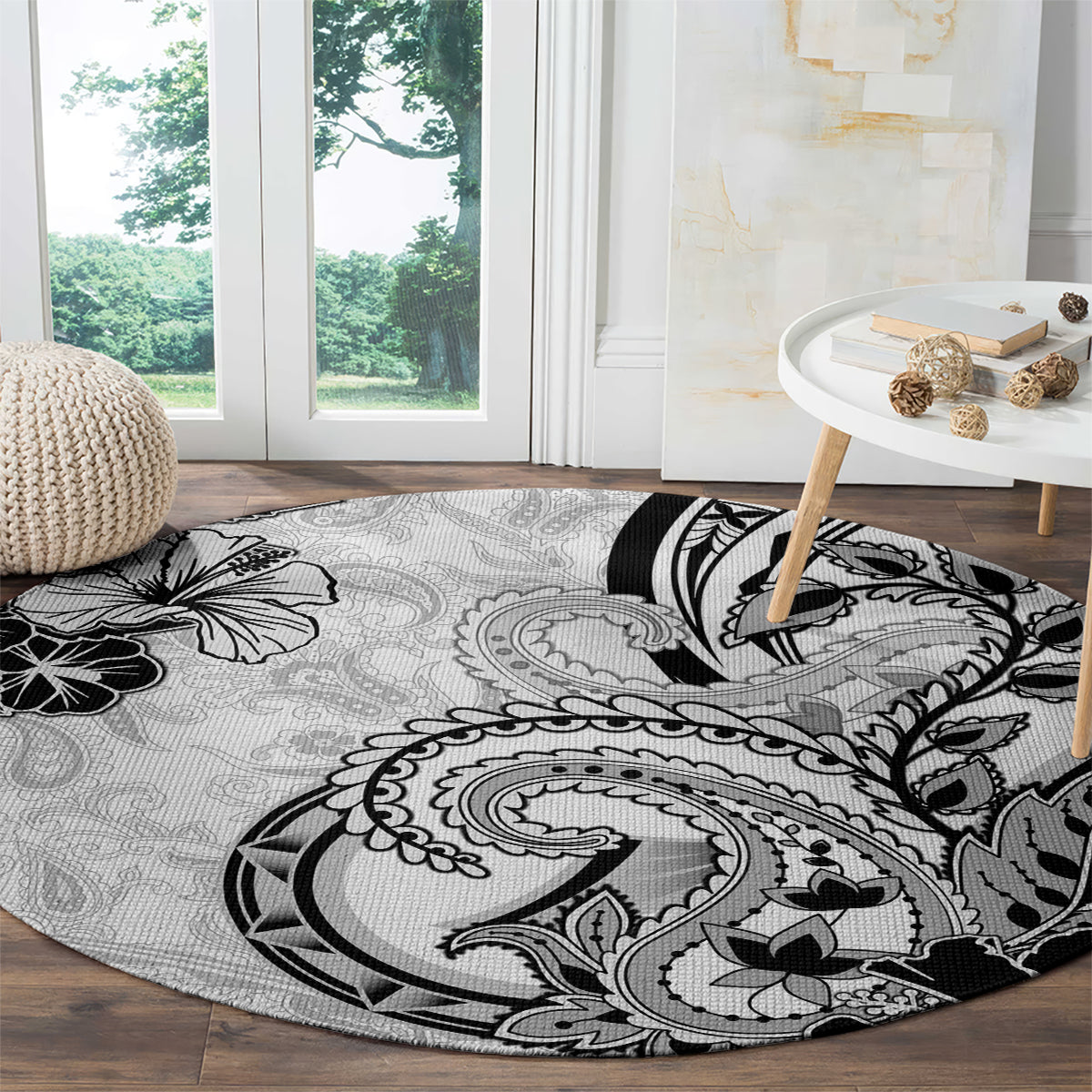 Polynesia Paisley Round Carpet Mix White Polynesian Pattern LT05 - Polynesian Pride