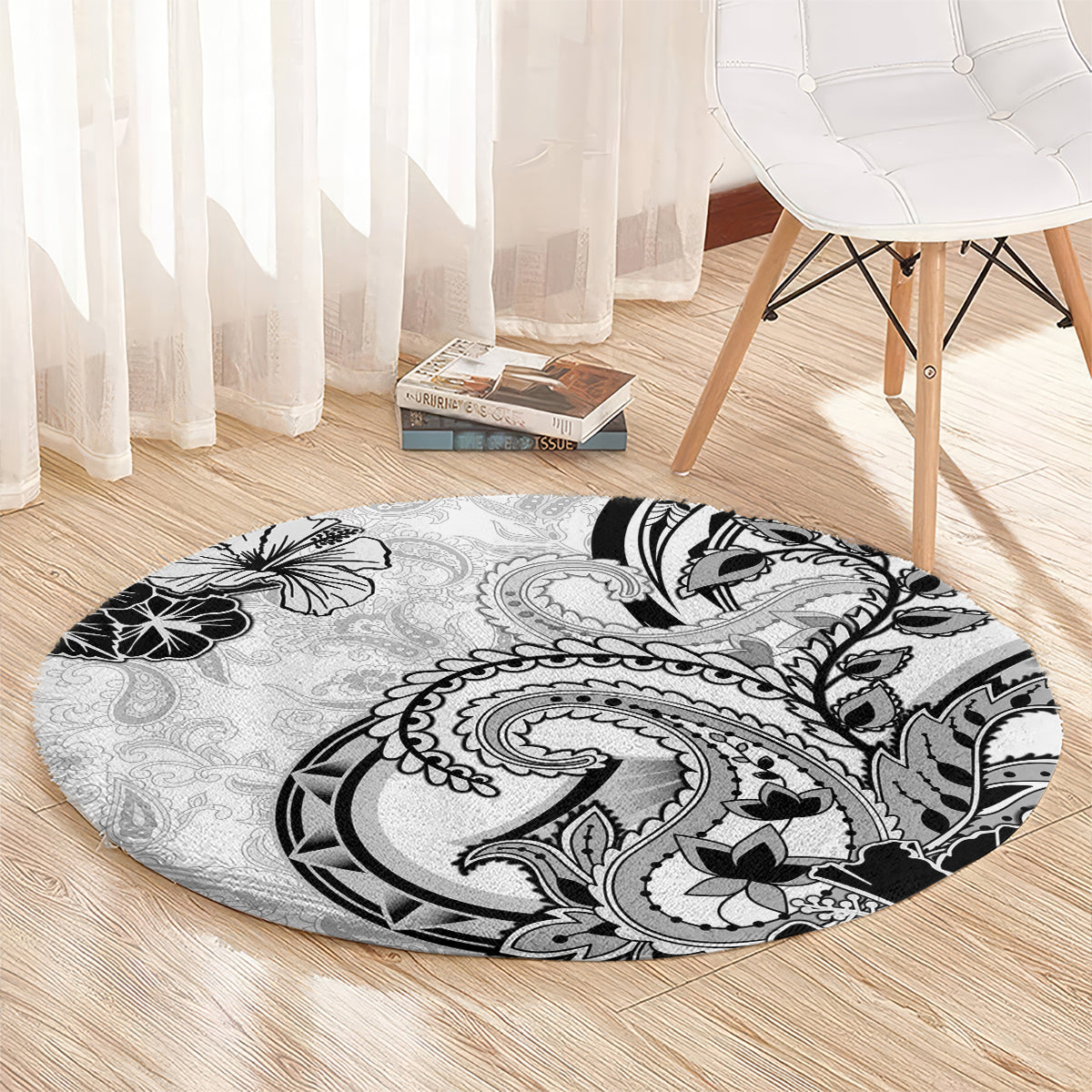 Polynesia Paisley Round Carpet Mix White Polynesian Pattern LT05 - Polynesian Pride