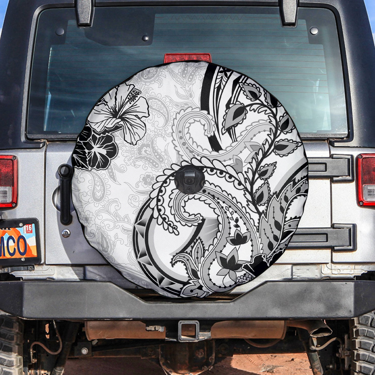 Polynesia Paisley Spare Tire Cover Mix White Polynesian Pattern LT05 White - Polynesian Pride