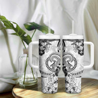 Polynesia Paisley Tumbler With Handle Mix White Polynesian Pattern