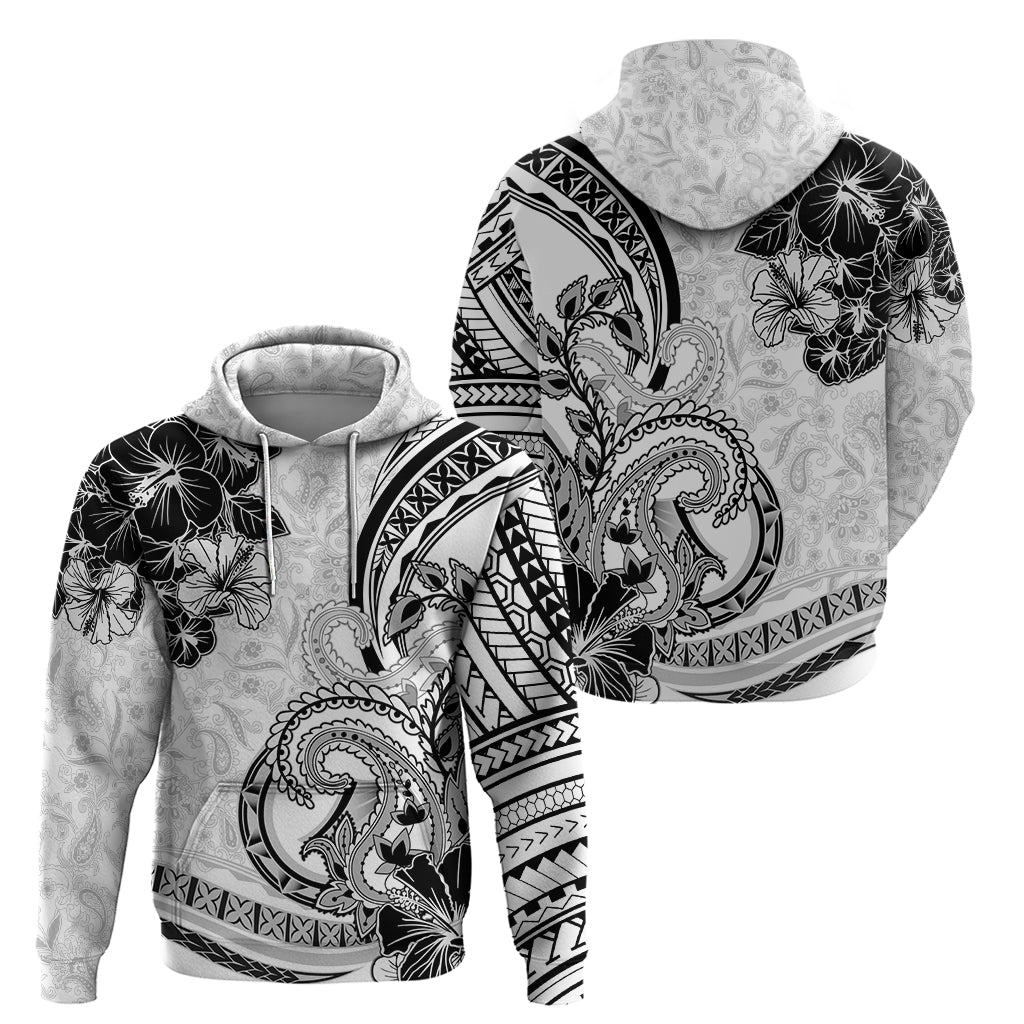 Polynesia Paisley Zip Hoodie Mix White Polynesian Pattern LT05 - Polynesian Pride