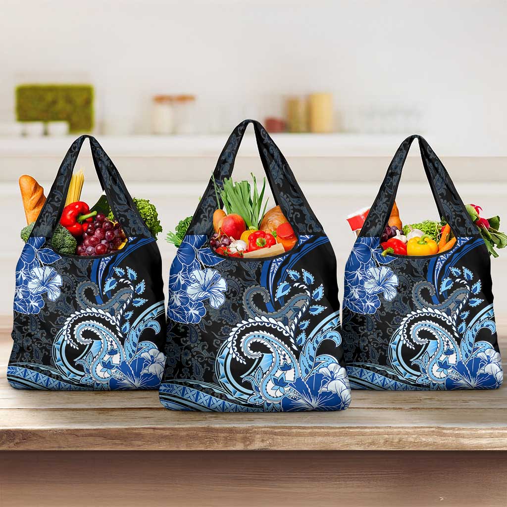 Polynesia Paisley Grocery Bag Mix Blue Polynesian Pattern