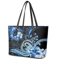 Polynesia Paisley Leather Tote Bag Mix Blue Polynesian Pattern