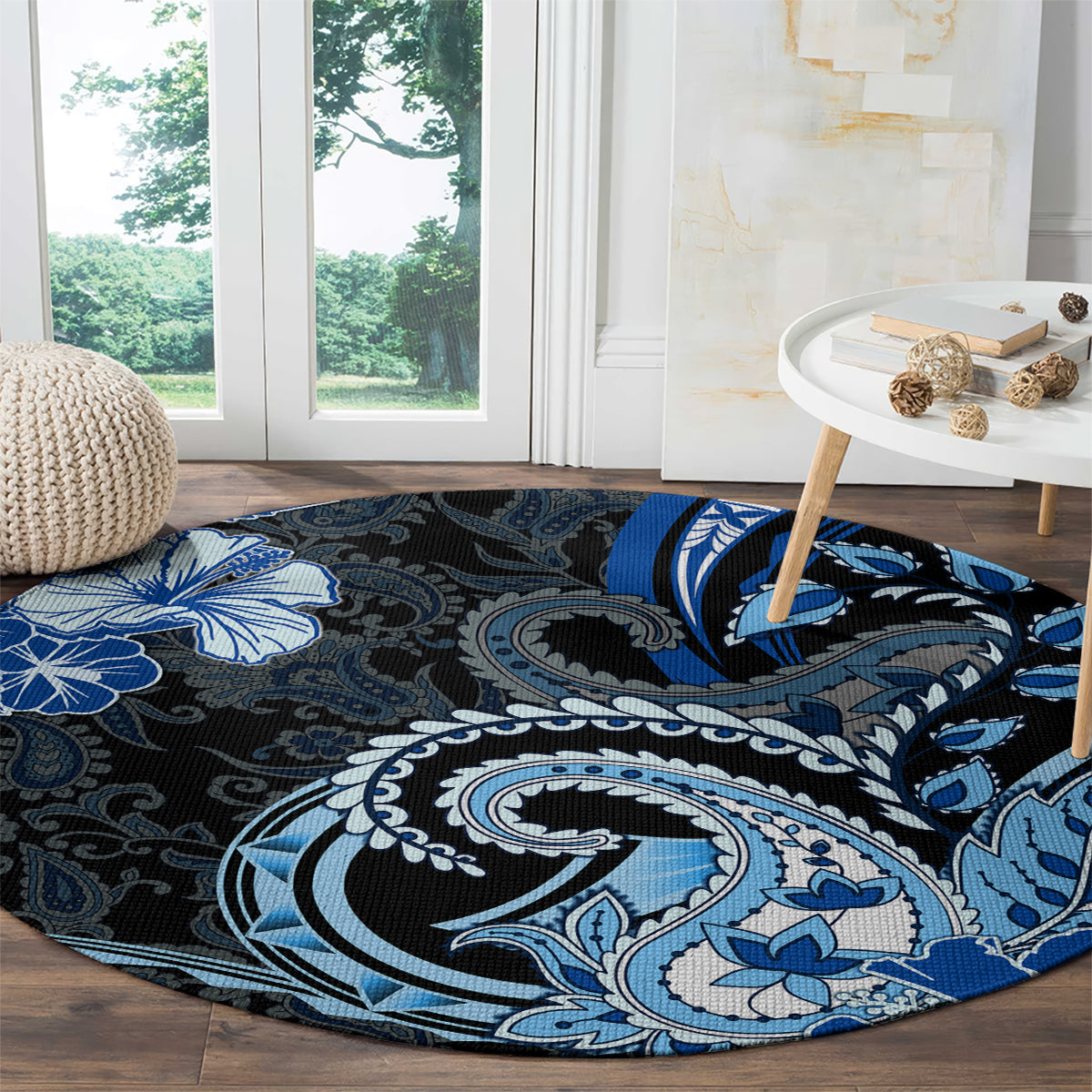 Polynesia Paisley Round Carpet Mix Blue Polynesian Pattern LT05 - Polynesian Pride