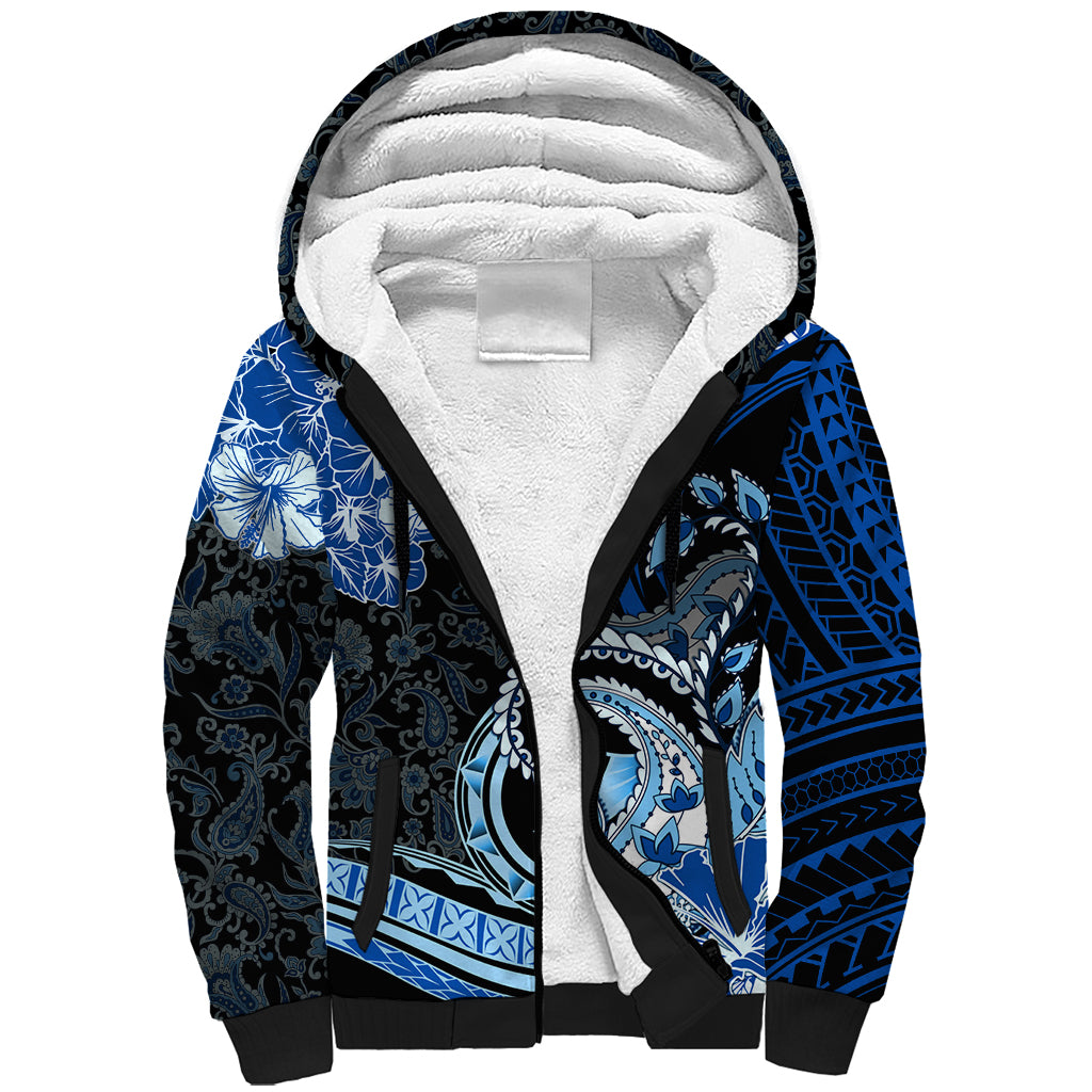 Polynesia Paisley Sherpa Hoodie Mix Blue Polynesian Pattern LT05 Unisex Blue - Polynesian Pride