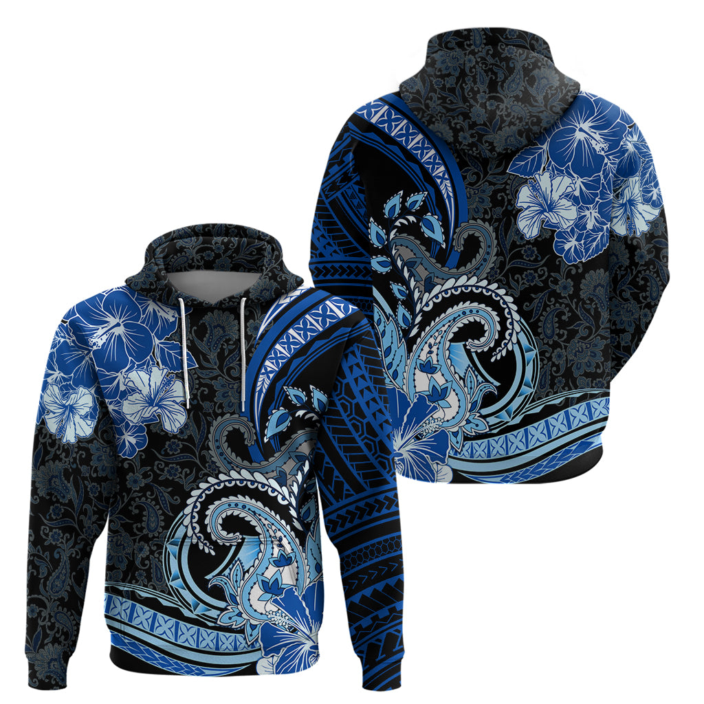 Polynesia Paisley Zip Hoodie Mix Blue Polynesian Pattern LT05 - Polynesian Pride
