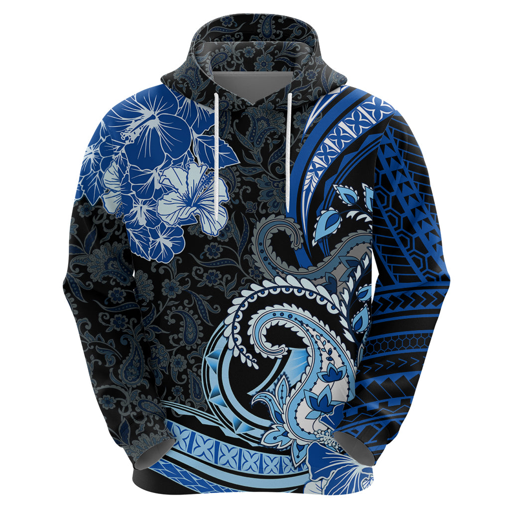 Polynesia Paisley Zip Hoodie Mix Blue Polynesian Pattern LT05 - Polynesian Pride