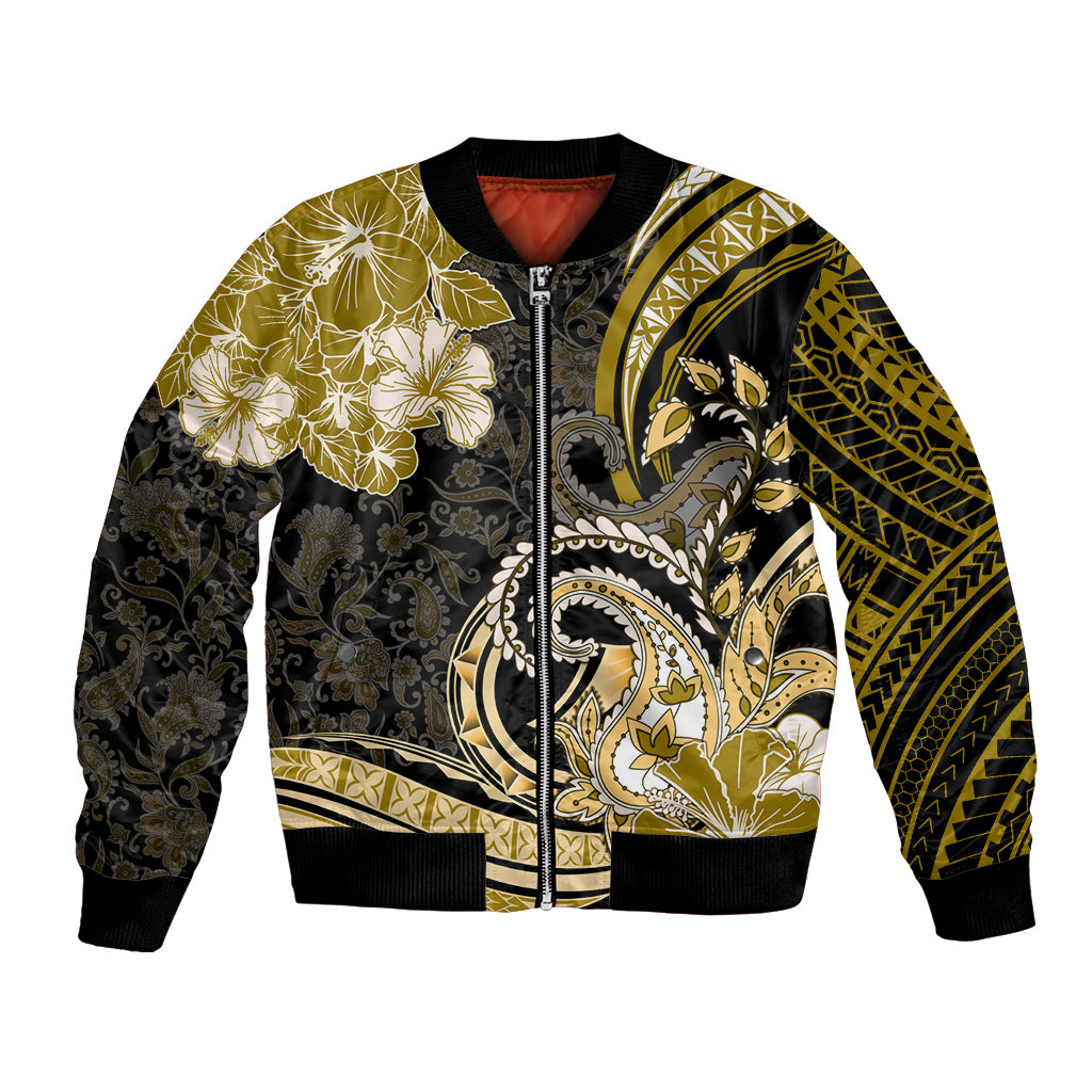 Polynesia Paisley Bomber Jacket Mix Gold Polynesian Pattern LT05 Unisex Gold - Polynesian Pride