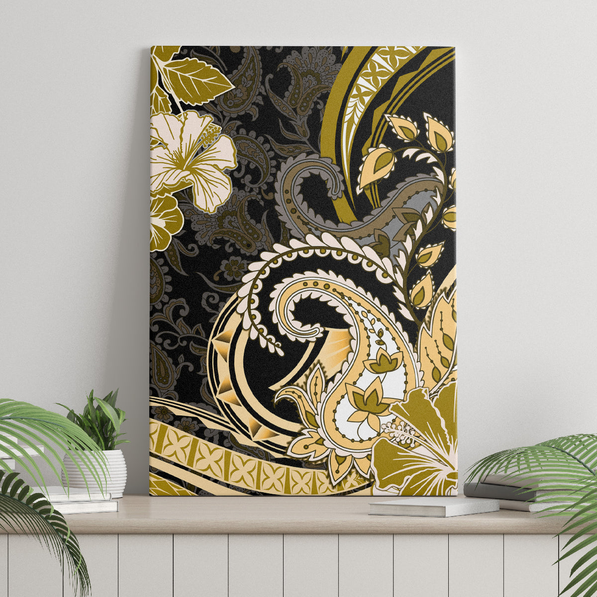 Polynesia Paisley Canvas Wall Art Mix Gold Polynesian Pattern