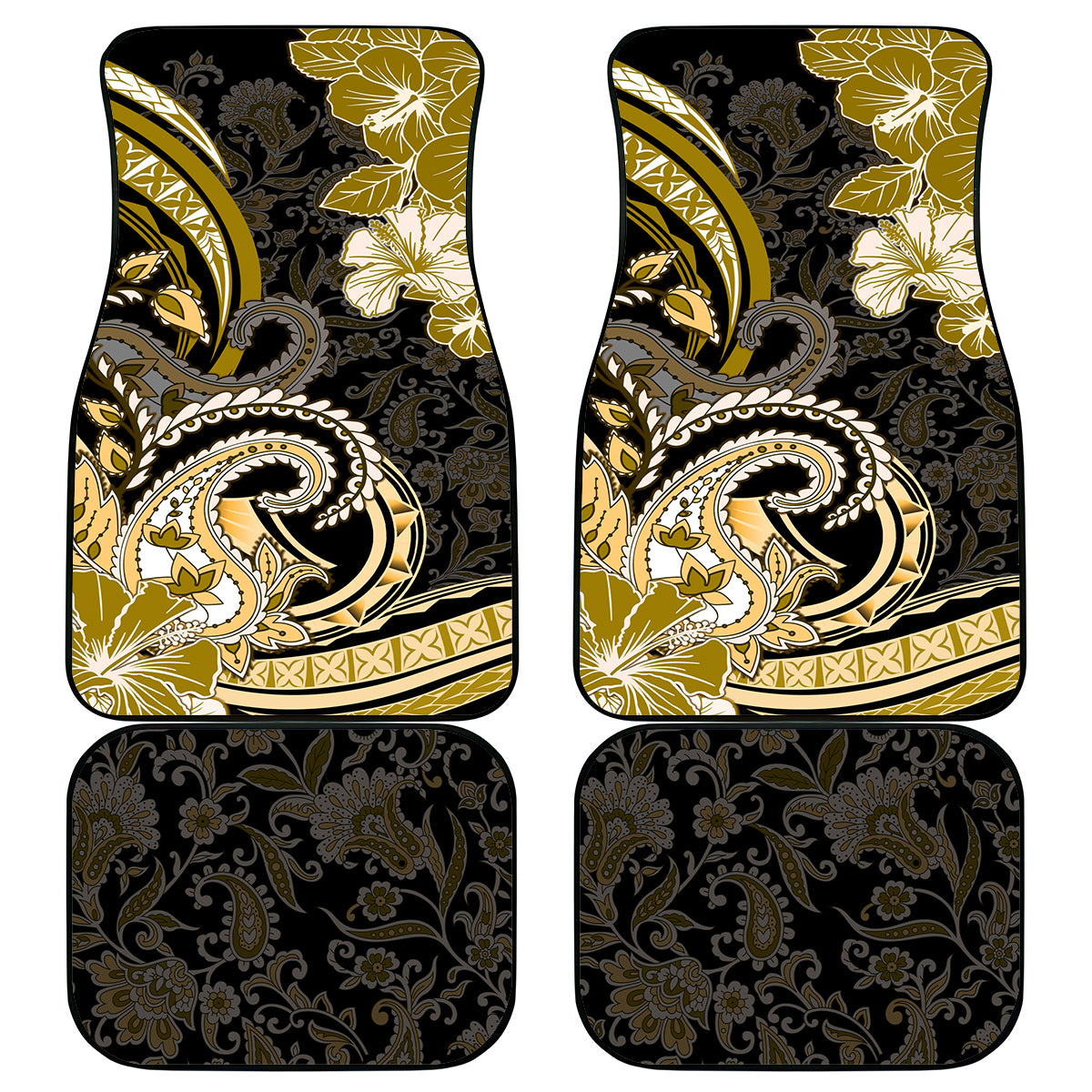 Polynesia Paisley Car Mats Mix Gold Polynesian Pattern