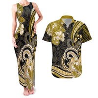 Polynesia Paisley Couples Matching Tank Maxi Dress and Hawaiian Shirt Mix Gold Polynesian Pattern LT05 Gold - Polynesian Pride