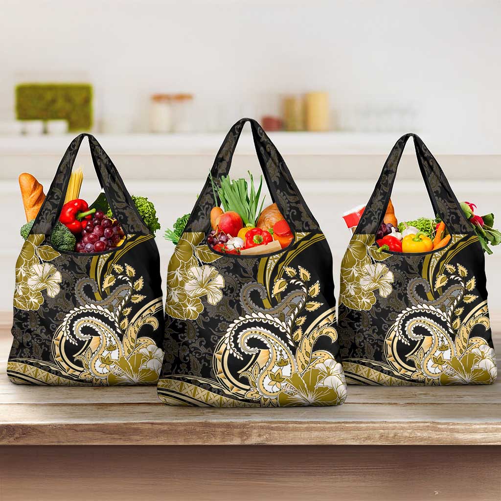Polynesia Paisley Grocery Bag Mix Gold Polynesian Pattern