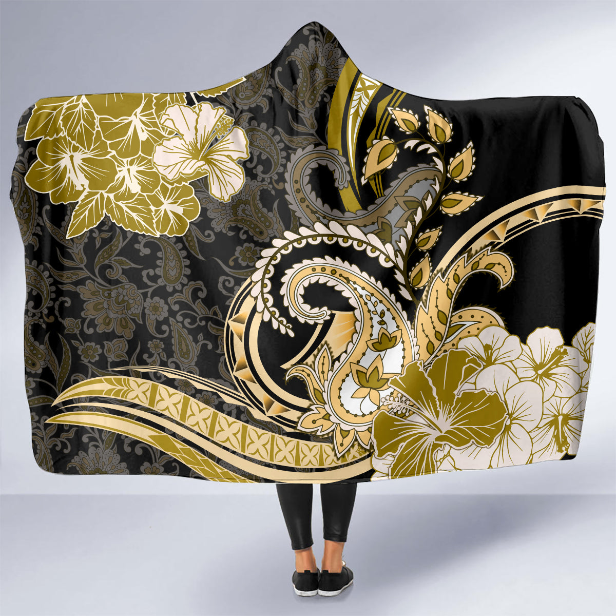 Polynesia Paisley Hooded Blanket Mix Gold Polynesian Pattern LT05 - Polynesian Pride