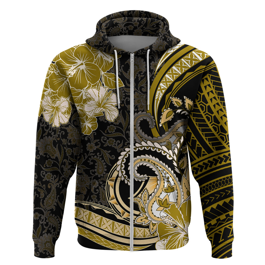 Polynesia Paisley Hoodie Mix Gold Polynesian Pattern LT05 Zip Hoodie Gold - Polynesian Pride