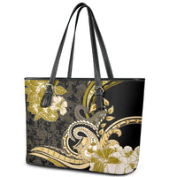 Polynesia Paisley Leather Tote Bag Mix Gold Polynesian Pattern