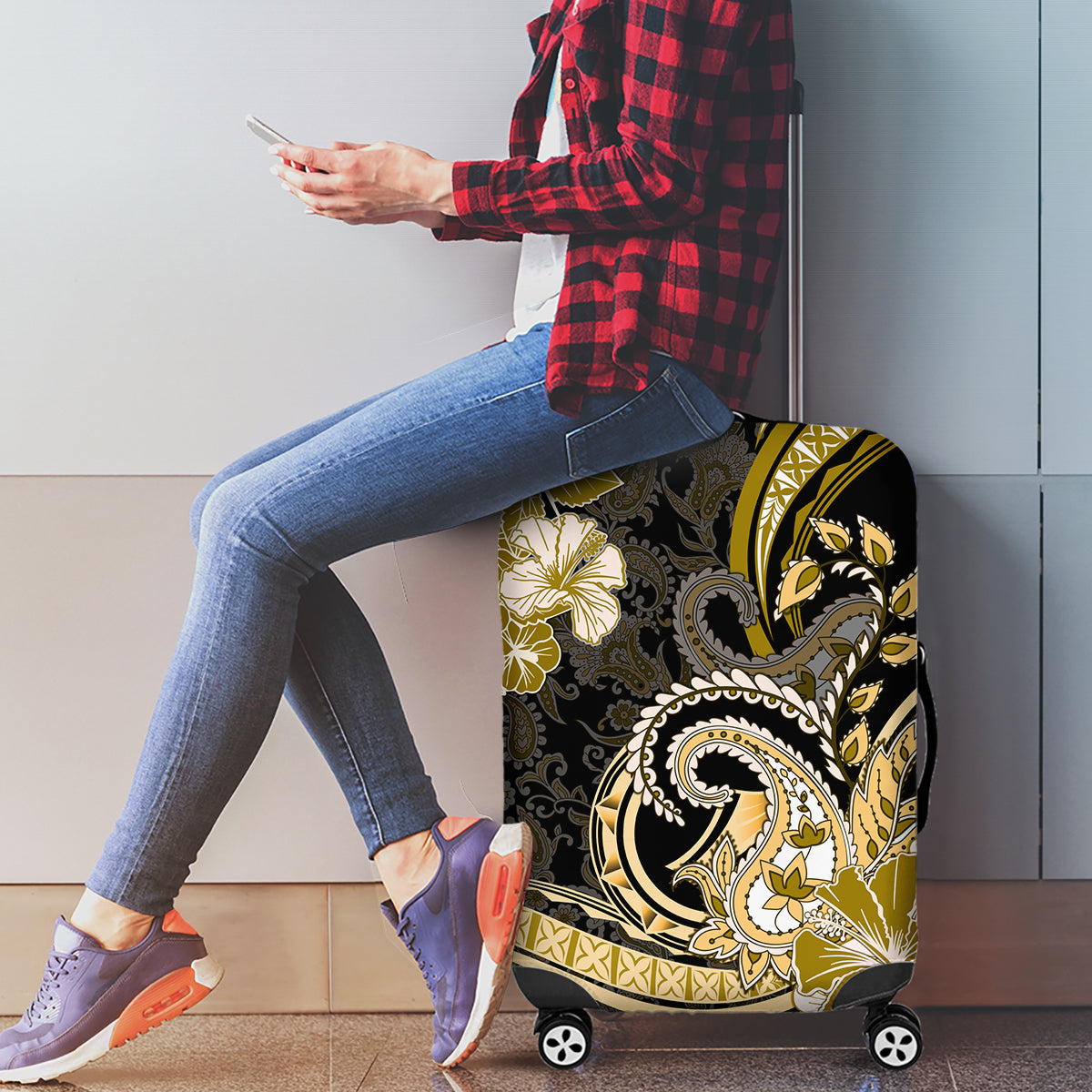 Polynesia Paisley Luggage Cover Mix Gold Polynesian Pattern LT05 - Polynesian Pride