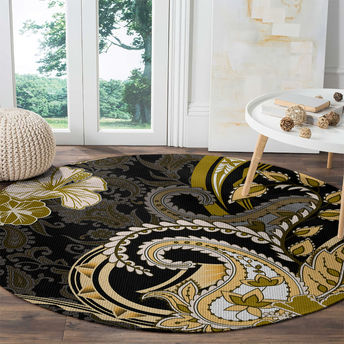 Polynesia Paisley Round Carpet Mix Gold Polynesian Pattern LT05 - Polynesian Pride