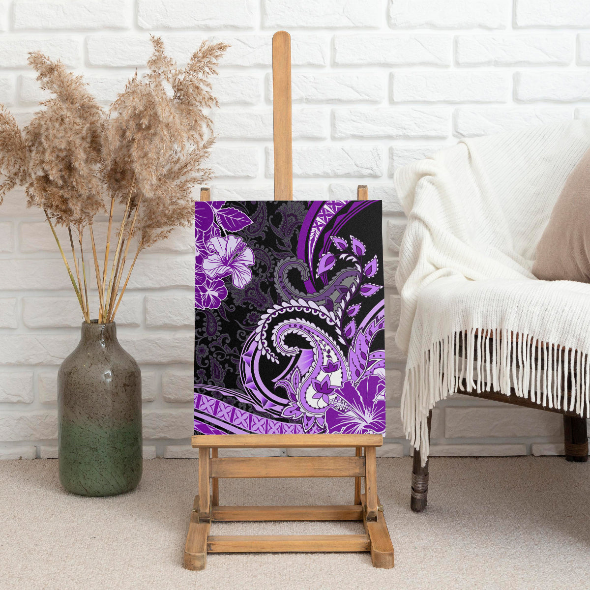 Polynesia Paisley Canvas Wall Art Mix Purple Polynesian Pattern