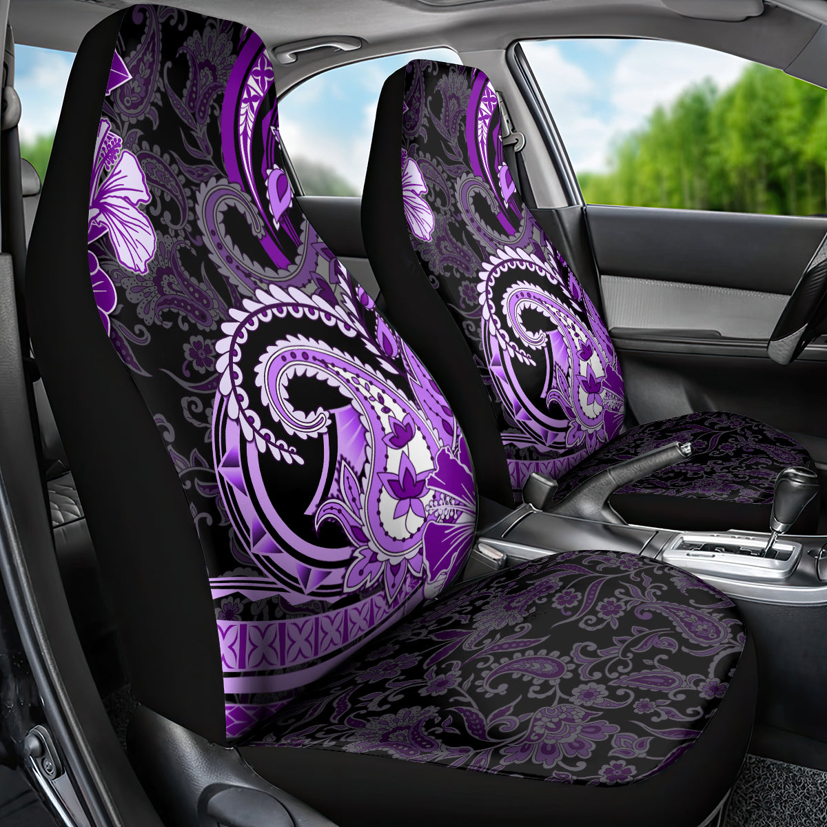Polynesia Paisley Car Seat Cover Mix Purple Polynesian Pattern