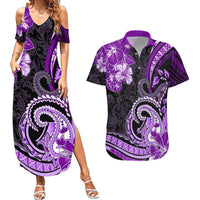 Polynesia Paisley Couples Matching Summer Maxi Dress and Hawaiian Shirt Mix Purple Polynesian Pattern LT05 Purple - Polynesian Pride
