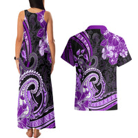 Polynesia Paisley Couples Matching Tank Maxi Dress and Hawaiian Shirt Mix Purple Polynesian Pattern LT05 - Polynesian Pride